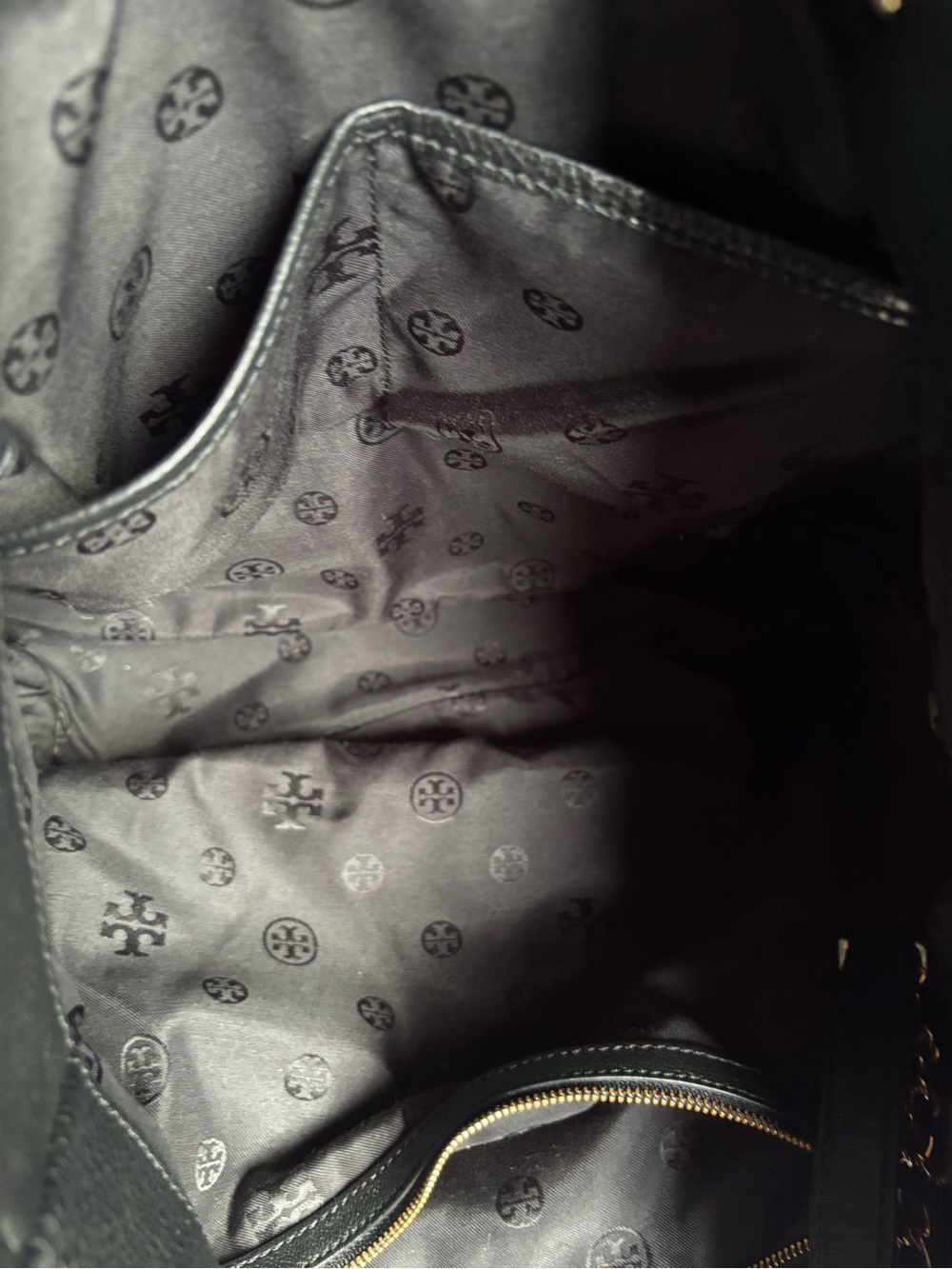 Tory Burch Black Leather Chain-Handle Tote with Gold Hardware - Picture 7 of 7